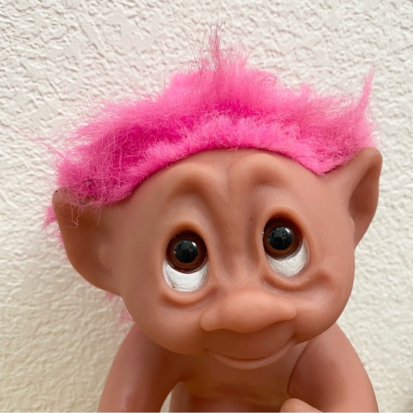 Rare Vintage 1985 Thomas DAM Troll 9" Doll Pink Hair Tuxedo Made In Denmark - Picture 11 of 12